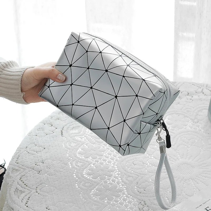 Women Travel Cosmetic Bag Multifunction Geometric Makeup Bags PU Leather Waterproof Portable Toiletries Organizer Make up Cases | Дом и сад