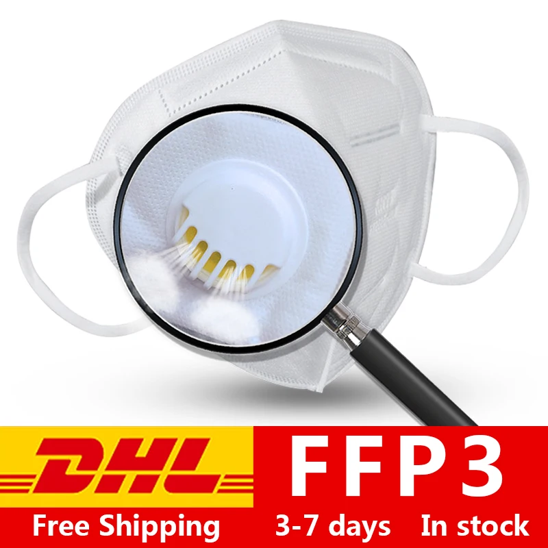

ffp3 respirator with Breathing Valve 5-layer Anti viral mondkapjes n95 Mask Anti-Dust Filter mascherine antivirus DHL shipping