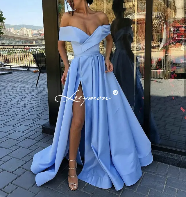 blue Leeymon a-line светло-фиолетовое атласное вечернее платье длинное вечернее платье с мысом без рукавов Vestido De Festa длиной до пола - Цвет: blue