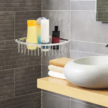 

Stainless Steel Bathroom Triangle Shower Corner Basket Storage Rack Shelf Wall Mounted Shampoo Soap Organizer Hollow Out Holder