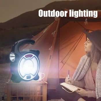 

Solar Energy Powered COB LED Portable Lanterns Waterproof Outdoor Camping Work Light USB Charging Hanging Flashlight