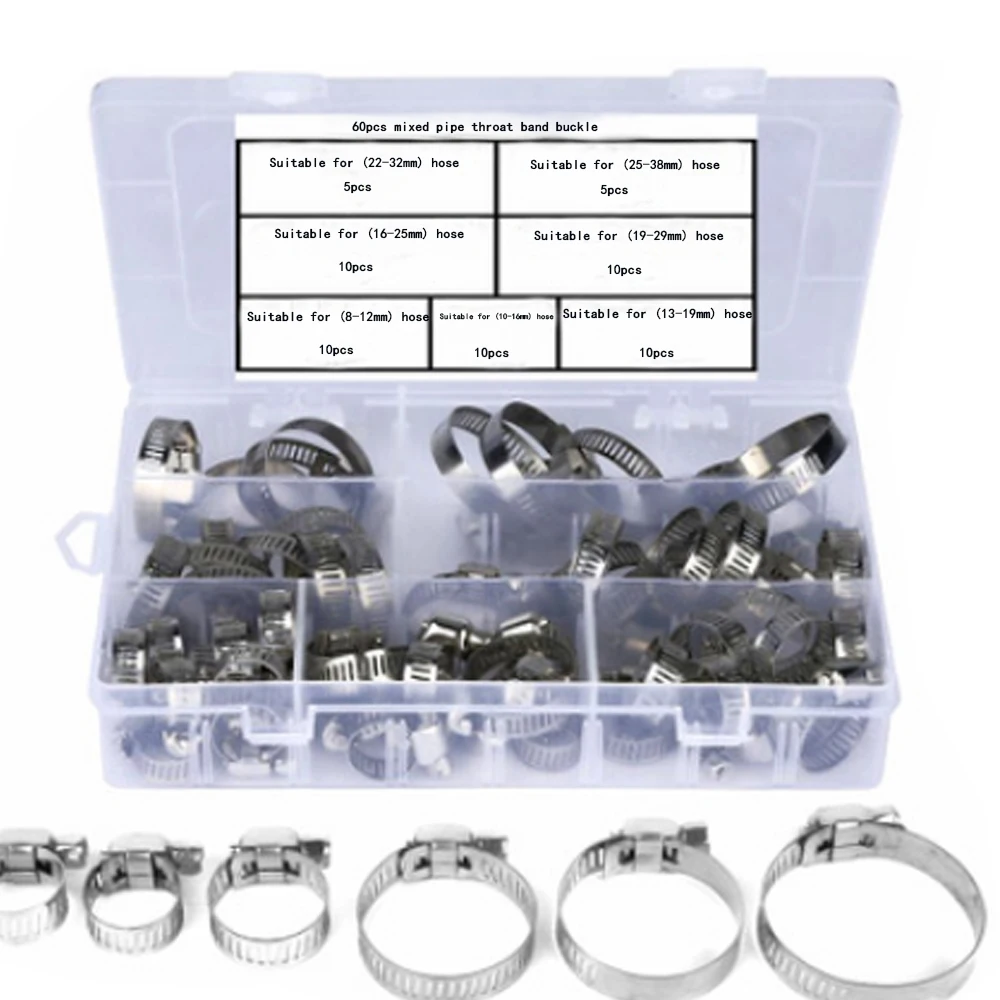 

60 шт./кор. зажим для шланга из нержавеющей стали 304 8-38 мм