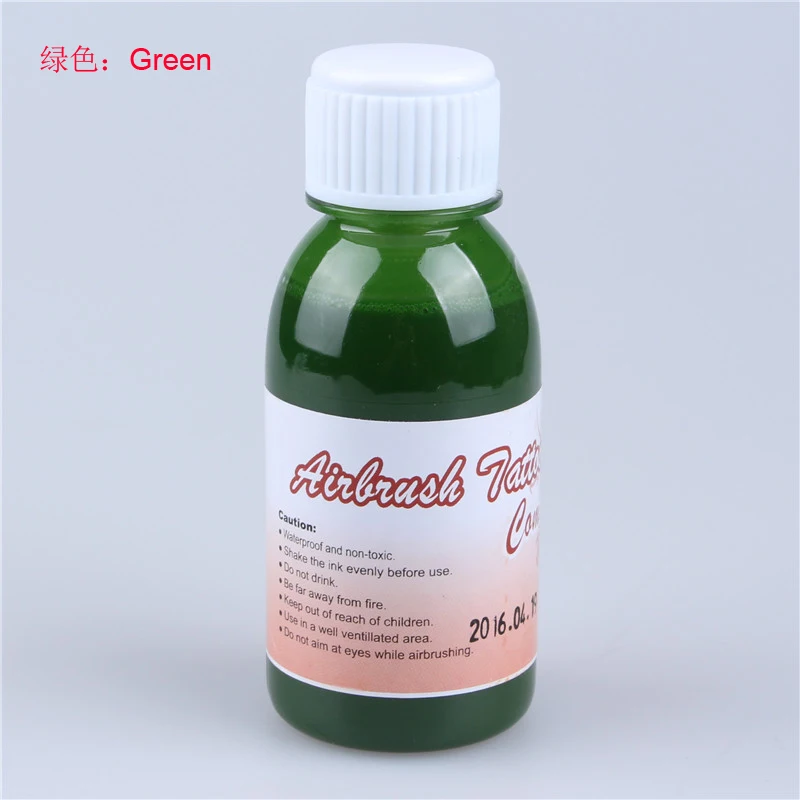 Green 1 шт., аэрограф, чернила для татуировки, трандиционные, 18 цветов, Временные татуировки, пигмент, высокое качество, 100 мл/бутылка, уникальная Очаровательная личность - Цвет: Green
