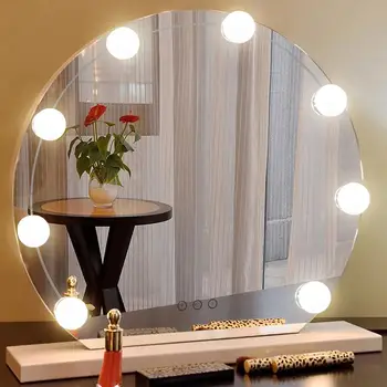 

10pcs LED Hollywood Vanity Lights Makeup Mirror Light Bulb Dimmable Wall Lamp Dressing Table Batteries Lighting Strings