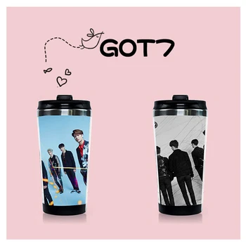 

Kpop GOT7 Stainless Steel Water Cup GOT7 Mark Jackson BamBam JinYoung JB YuGyeom Double Layer Cup Bottles Fans Collection Gifts