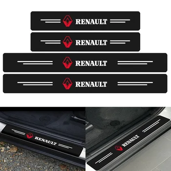 

4x Carbon Fiber Decal Car Logo Door Sill Protector Sticker for Renault Megane 2 3 Duster Logan Clio Laguna 2 Captur Car Styling