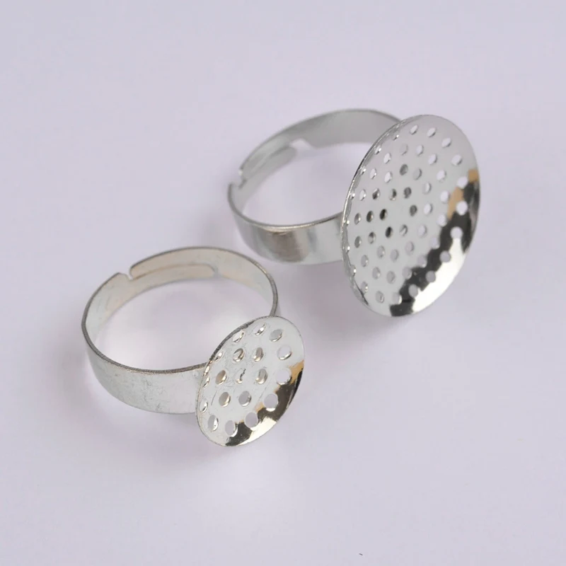 100 шт родиевое покрытие 12 мм 14 20 круглая сетка Безель кольцо пустой Кабошон