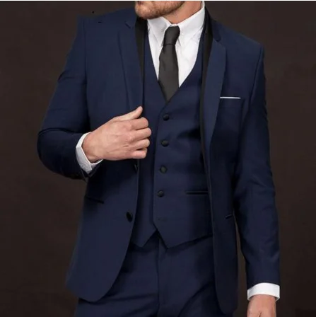 Same As Image Bridalaffair черный формальный мужской костюм Slim Fit мужские s костюмы индивидуальный пошив смокинг для жениха блейзер для свадьбы Выпускной пиджак брюки с жилетом 3 шт - Цвет: Same As Image