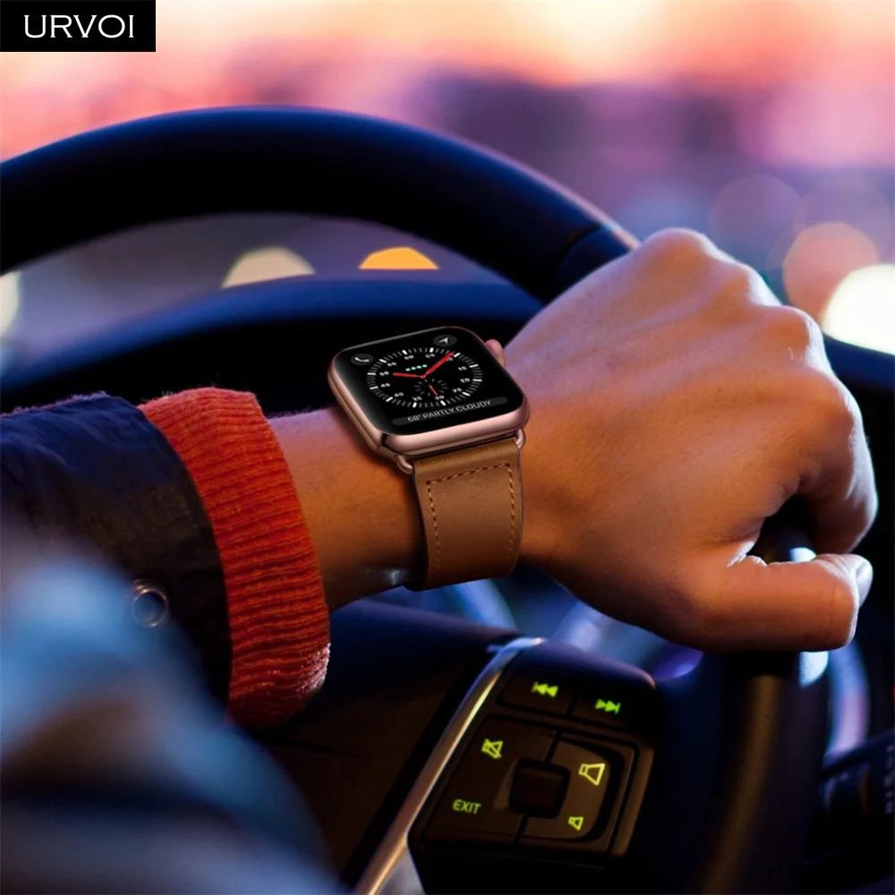 URVOI band для apple watch series 6 5 4 3 2 SE спортивный ремешок из натуральной кожи Swift iWatch с