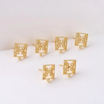 

10Pcs/lot Copper Retro lace side square earrings oval Cross Charms Connector For DIY Fashion Drop Earrings Jewelry Access