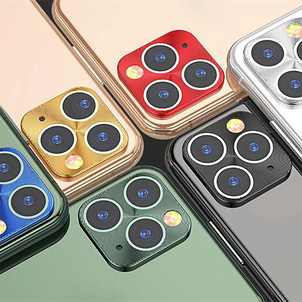 Задняя пленка для объектива камеры iPhone 11Pro/Pro Max цветная металлическая кольцевая