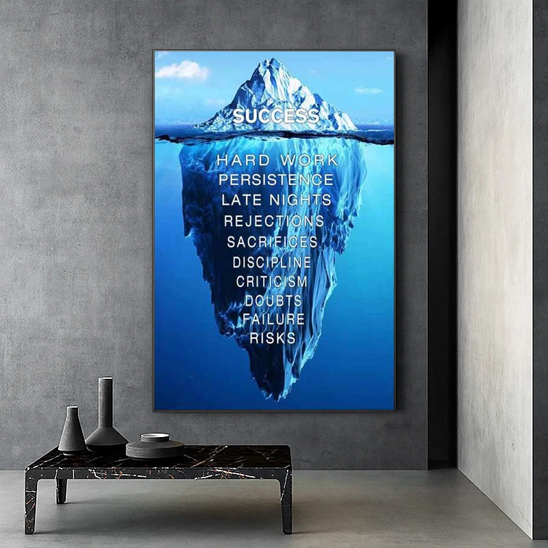 

Iceberg of Success Inspirational Quote Canvas Painting Cuadros Posters Prints Wall Art for Living Room Home Decor