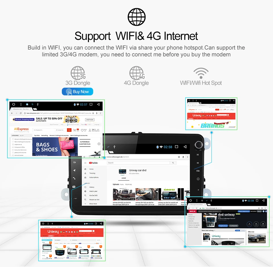 Top Uniway 8" 2 din android 8.1 car dvd for vw passat b6 b7 golf 5 6 tiguan polo octavia rapid fabia multimedia navigation player 14