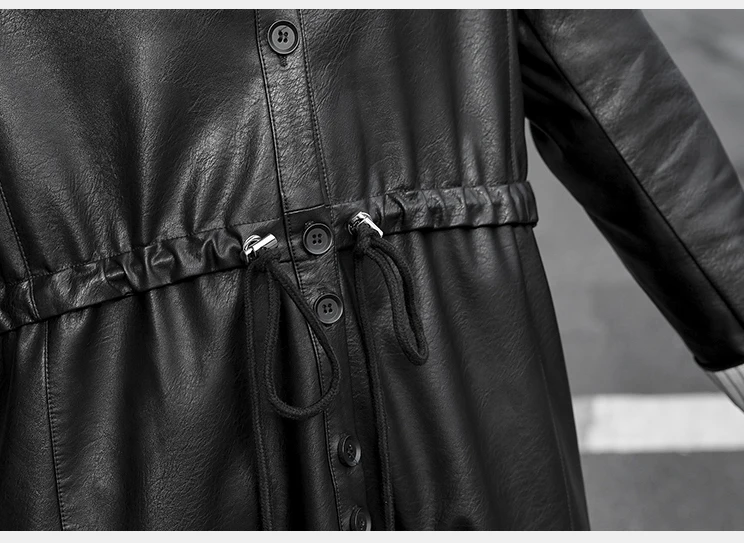 Jaqueta Couro Full Leather Jacket Women Promotion Jaqueta De Couro Sale Autumn New Long Section Of Pu Waist Collar Woman