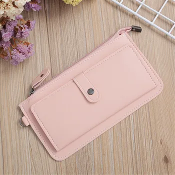 

Women Fashion Long Wallet PU Leather Purse ID Card Holder Pattern Stylish Handbag Female Solid Color Zipper Lady Purse