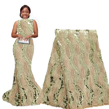 

Luxury Sequin African Lace Fabric 2020 High Quality Lace French Lace Fabric Glitter Beautiful Laces Material for Wedding