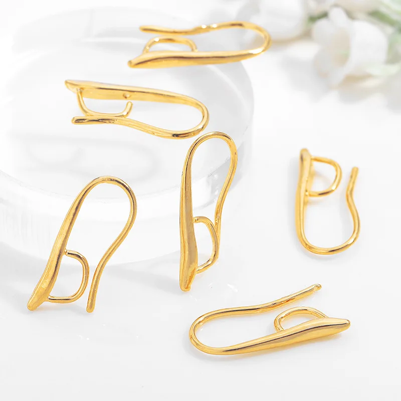 

Handmade DIY Earrings Accessories Material Manufacturers Wholesale Gold Shiny Side Ear Hook Clip-on Semi-Finished Metal Ear Hook