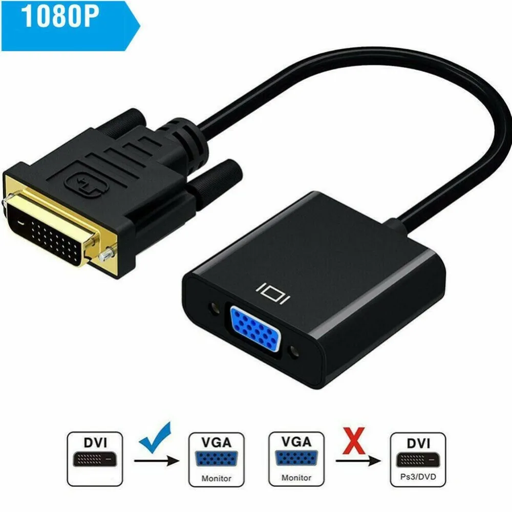 Full HD 1080P DVI-D VGA адаптер 24+ 1 25Pin штекер 15 pin женский кабель конвертер для ПК компьютер HDTV монитор дисплей