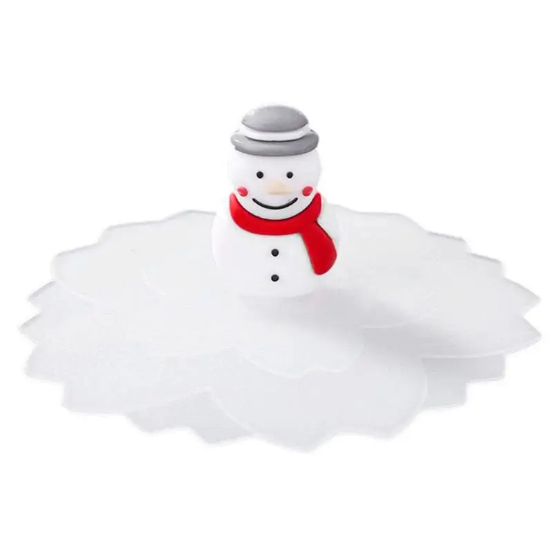 Герметичная, силиконовая крышка для стакана из прозрачного термостойкого Еда-класс пыле многоразовые Снеговик Lucky Cat Чай уплотнение чашки Кепки машина по изготовлению крышек - Цвет: Red scarf snowman