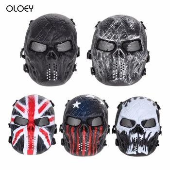 

Airsoft Paintball Party Mask Skull Full Face Mask Army Games Outdoor Metal Mesh Eye Shield Costume for Halloween Party Supplies.