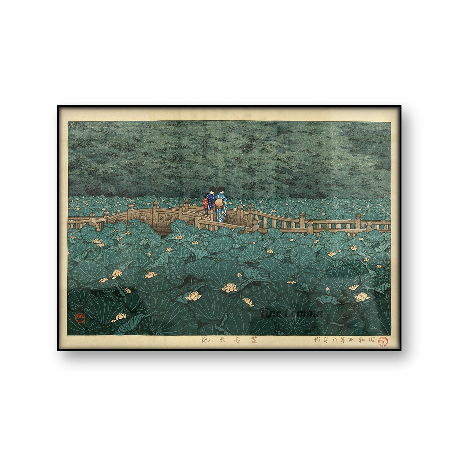 Benten Pond at Shiba Kawase Hasui винтажный Японский художественный постер Азиатский холст
