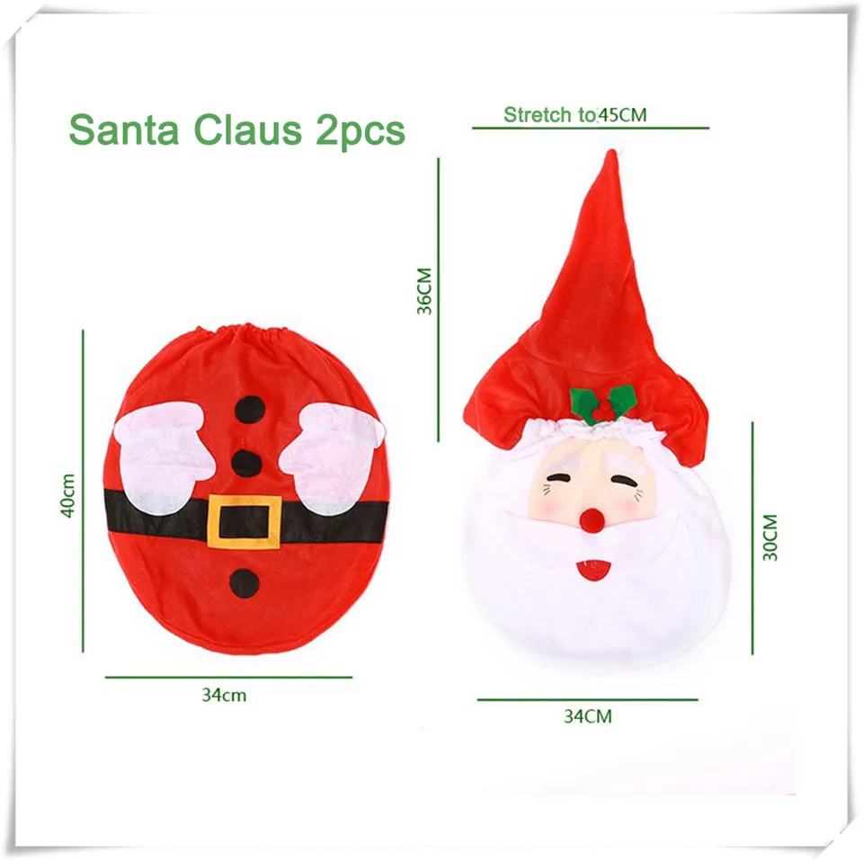 MSJO Christmas Bathroom Toilet Seat Cover Wc Rug Mat Natal Santa Claus Elk Elf Snowman New Year Navidad Christmas Decoration Hom