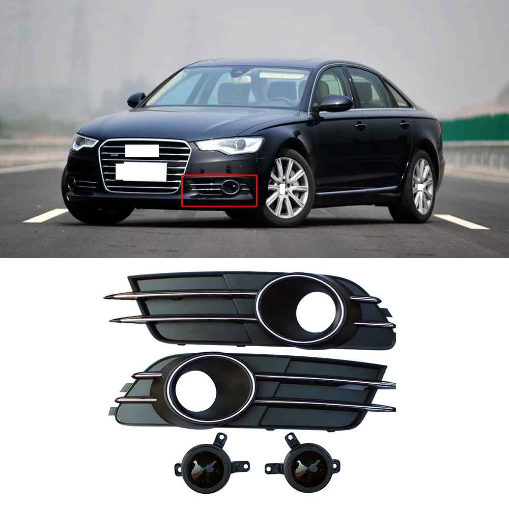 CAPQX 1 комплект для Audi A6L C7 2013 переднего бампера Туман светильник в сборе Противотуманные фары светильник рамка, переоборудование корпуса Замена Наборы