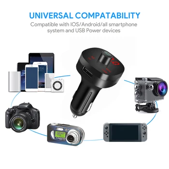 

4.1A FM Transmitter Wireless Bluetooth Car Handsfree Call Dual USB Fast Charger