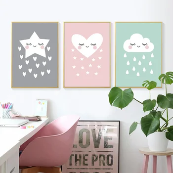 

Cute Smile Star Cloud Baby Nursery Wall Art Canvas Posters Prints Cartoon Painting Nordic Kids Decoration Picture Bedroom Decor