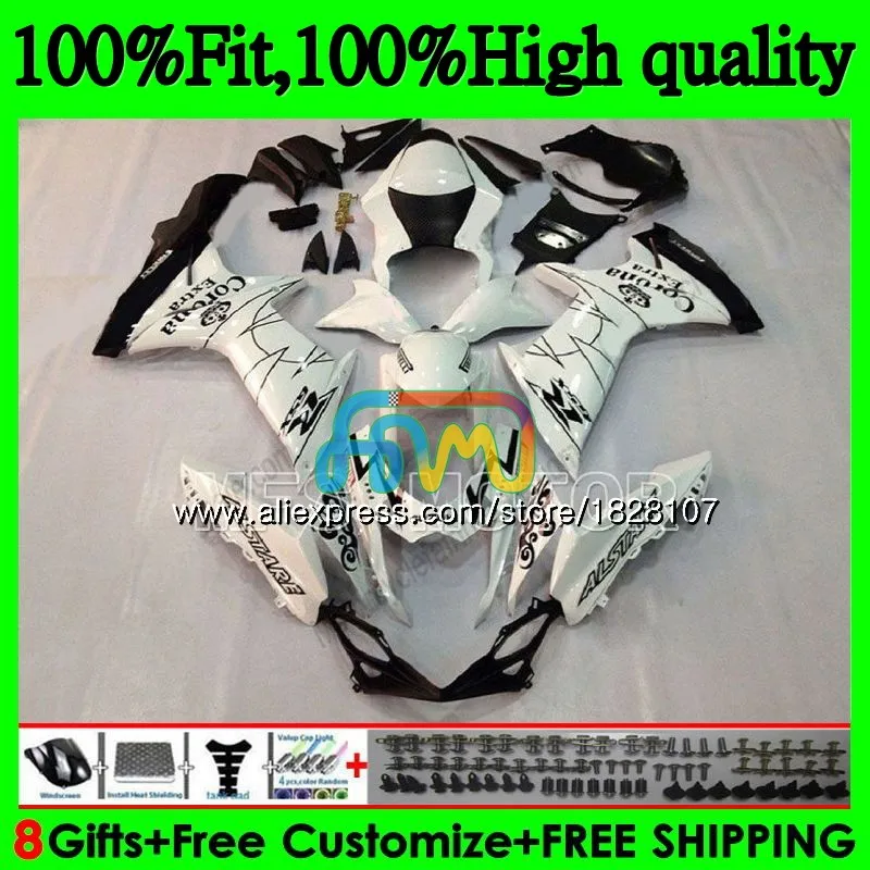 Инъекции для SUZUKI GSXR 600 750 GSXR750, возрастом 11, 12, 13, 14, 15, 39BS. 13 K11 белый CORONA GSXR600 2011 2012 2013 обтекатель