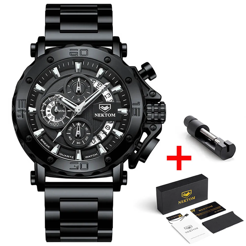 Casual Men Sport Watch Top Brand Stainless Steel Waterproof Chronograph Clock Fashion Business Men Wristwatch Gift for Men 
