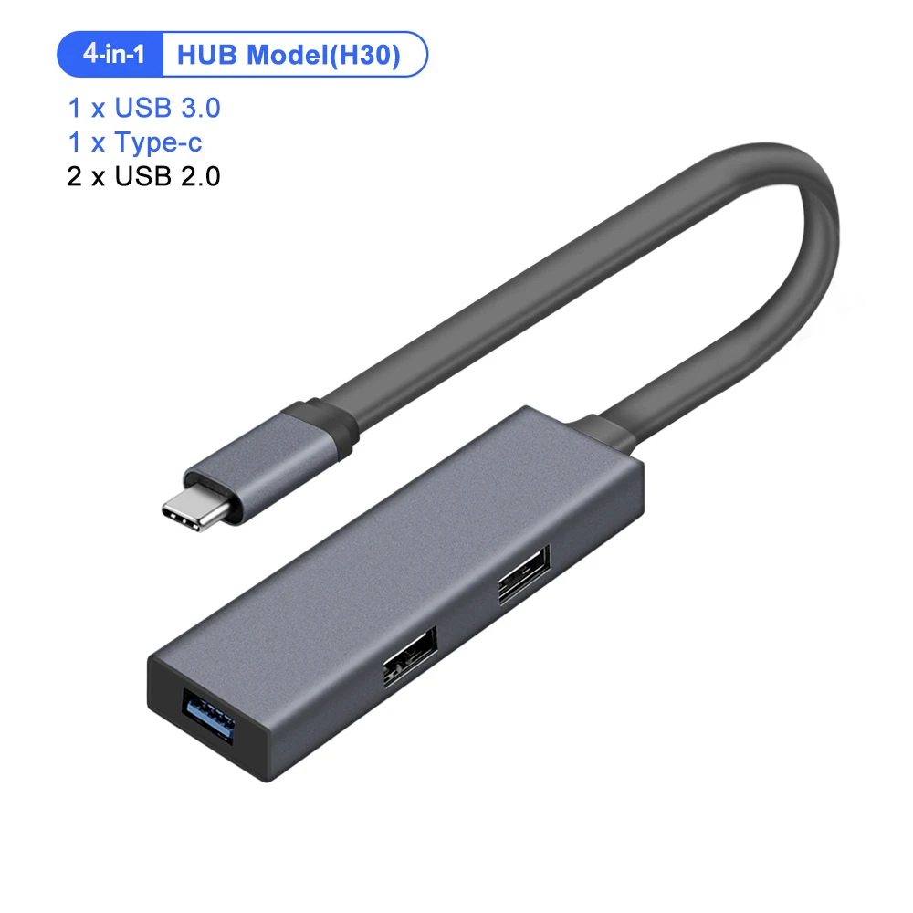 USB C концентратор HDMI VGA Ethernet Lan RJ45 адаптер для Macbook Pro, GOOJODOQ type C концентратор карт-ридер 2 USB 3,0+ type-C зарядный порт - Цвет: 4-in-1 HUB Model