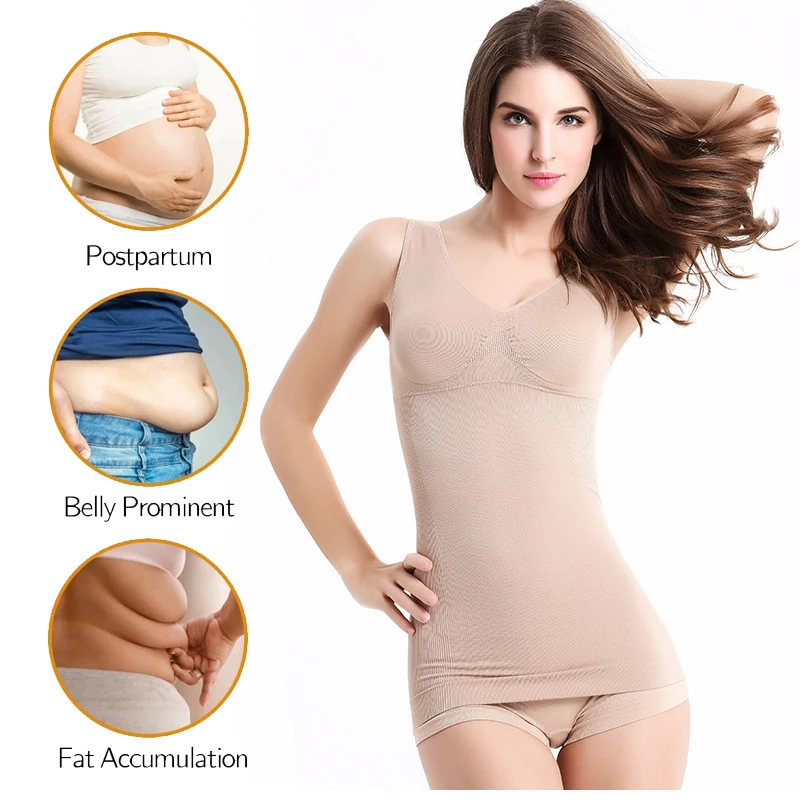 

Women Shapewear Tops Waist Trainer Tummy Control Body Shaper Shaping Tank Top Slimming Underwear Seamless Compression Camisoles