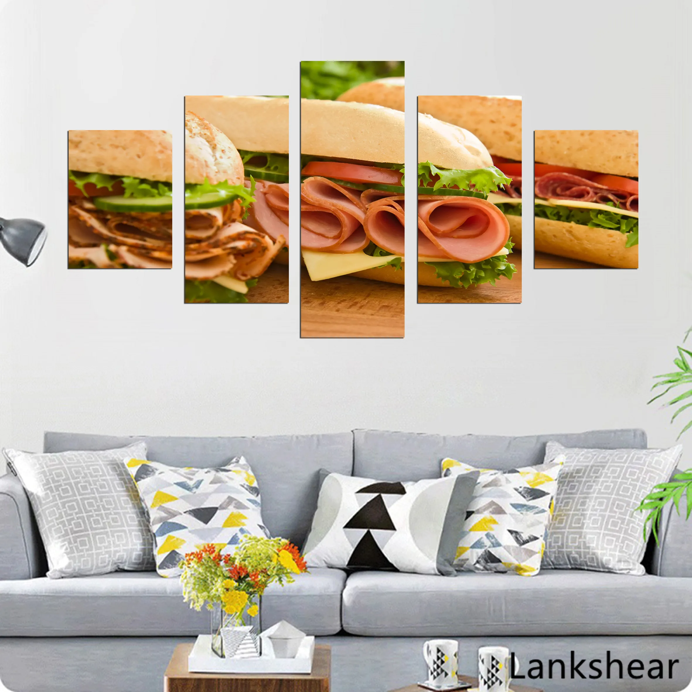 Impresion Lienzo Pintura Verduras Sandwiches Carteles Pared Arte