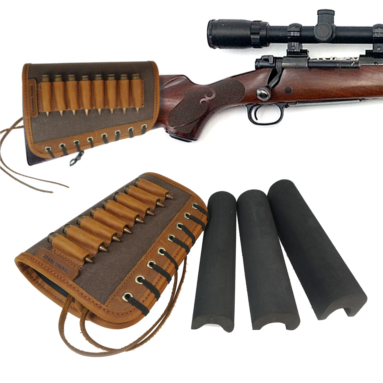 45-70.USA Leather Rifle Buttstock Cartridge Shell Holder For 30-30 30-06 308
