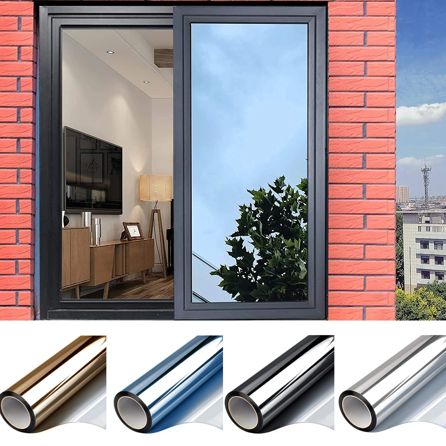 Details about   2m Reflective One Way Window Film Sunscreen Privacy Glass Solar Tint New 