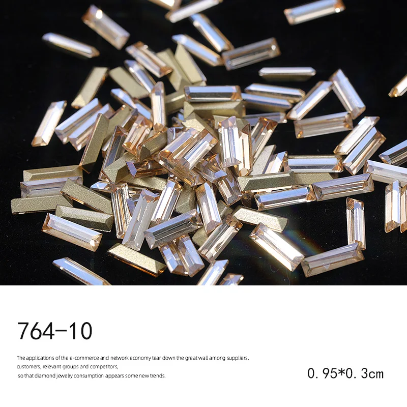 764-10 HNUIX, 10 шт., 3D Прямоугольник, Холо, украшения для ногтей, наборы, блестящий Блестящий декоративный камень для ногтей, сделай сам, маникюр, Хрустальные Стразы для ногтей, аксессуары - Цвет: 764-10