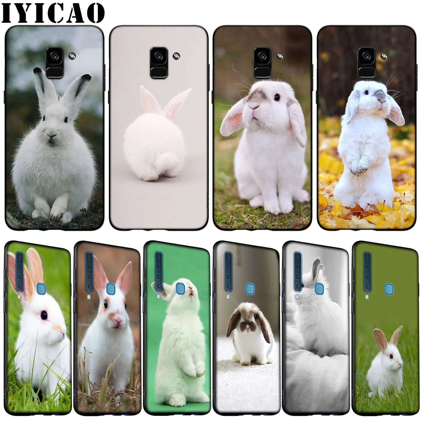 Cute White Baby Rabbit Soft Silicone Phone Case for Samsung Galaxy A6 A7 A8 A9 2018 A3 A5 2016 2017 Note 9 8 10 Plus 20 Ultra | Мобильные