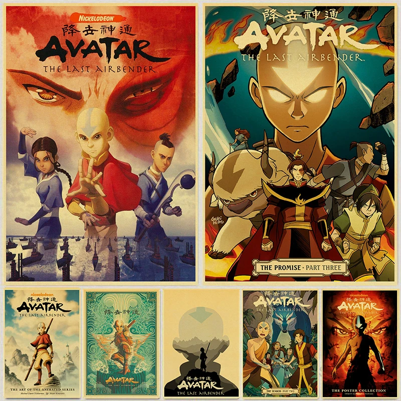Poster and Print Wall Art Pictures for Bar Room Cafe Decor Avatar Last  Airbender Aang Fight Anime Poster Vintage Canvas Painting|Vẽ Tranh & Thư  Pháp| - AliExpress