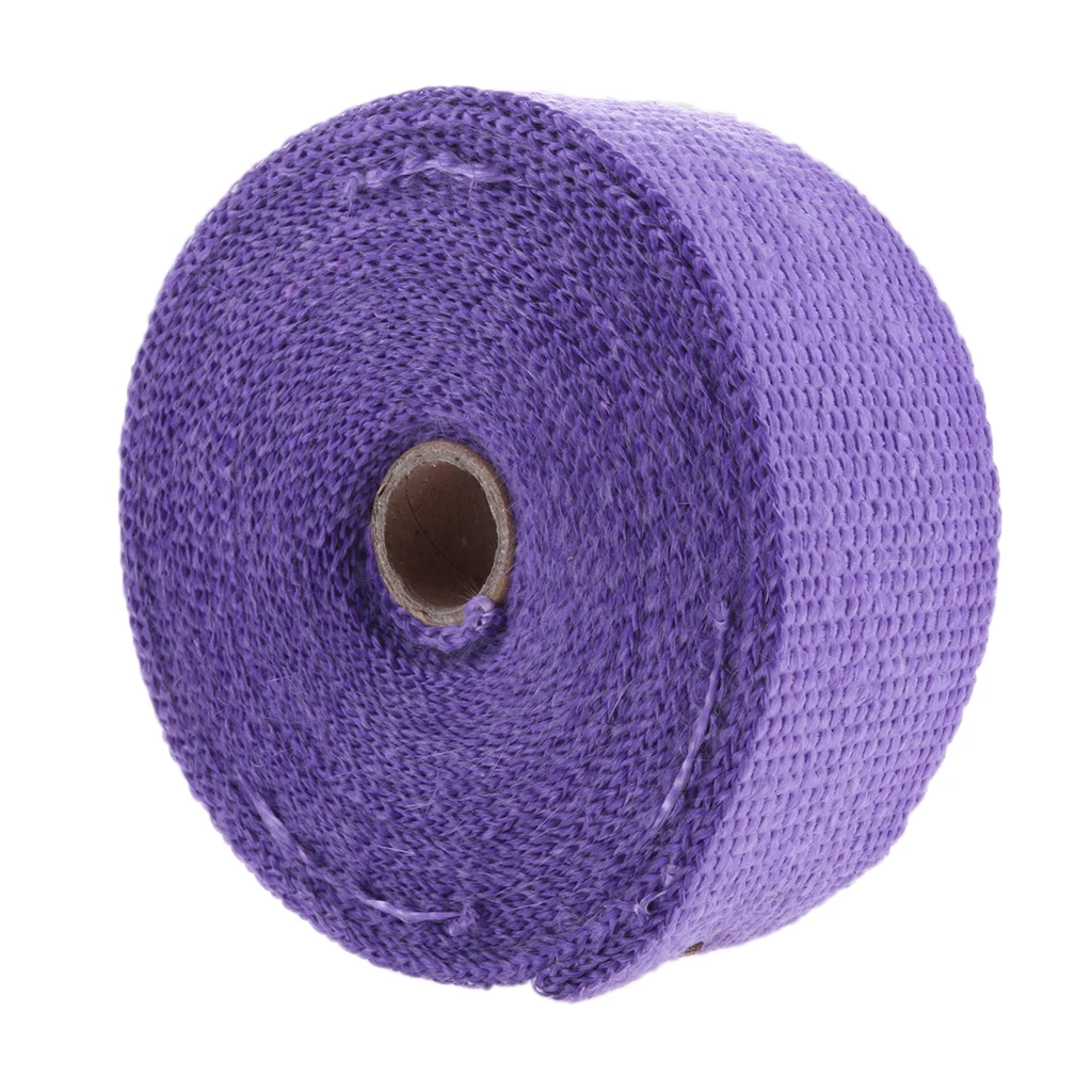 Exhaust Pipe Insulation Thermal Heat Wrap Roll 2 inch  x 32 ft Motorcycle Header Protection Fiberglass Heat Shield (Purple)
