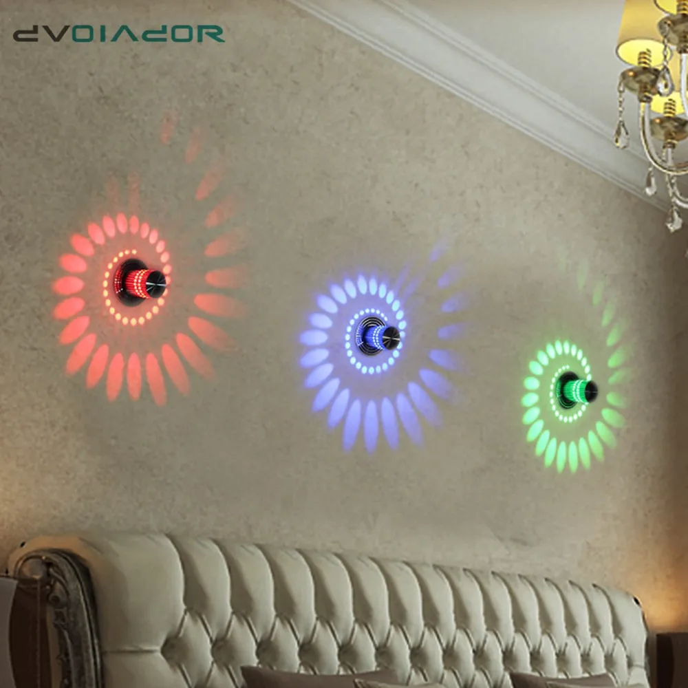 

Spiral Hole LED Wall Light Effect 3W Colorful LED Wall Lamps AC110V/220V Wall Sconce For Party Bar Lobby KTV Home Decoration