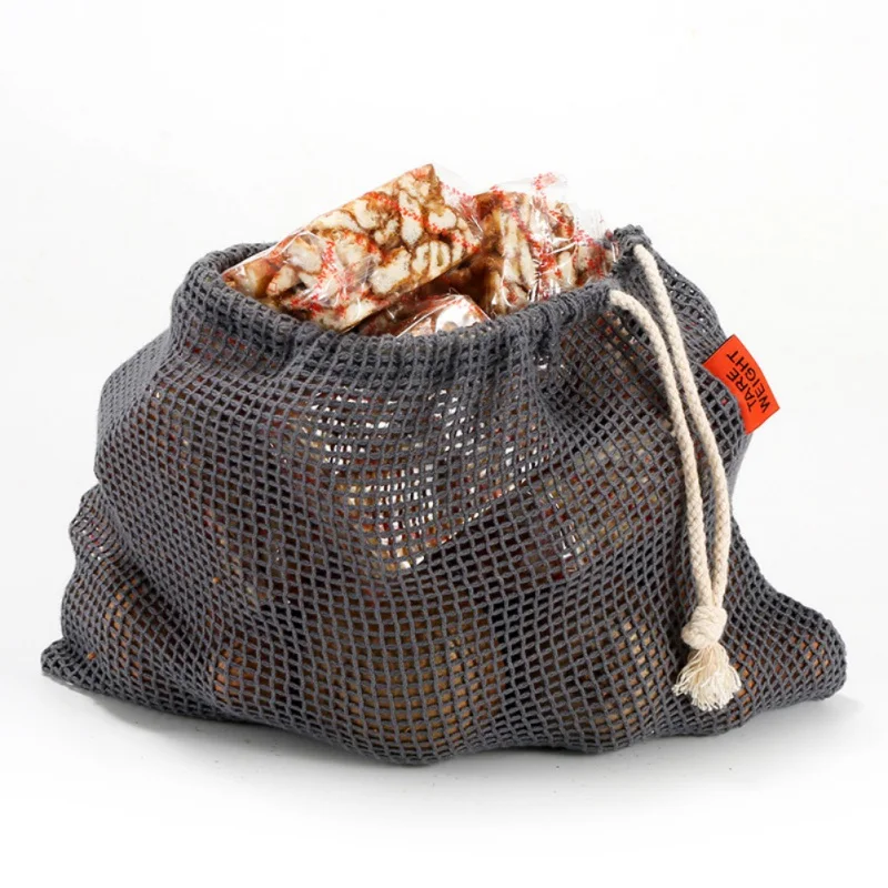 

Reusable Drawstring Shopping Bag Cotton Grocery Storage Packing Vegetables Fruit Harness Pocket Kitchen Organizer Mesh Bags