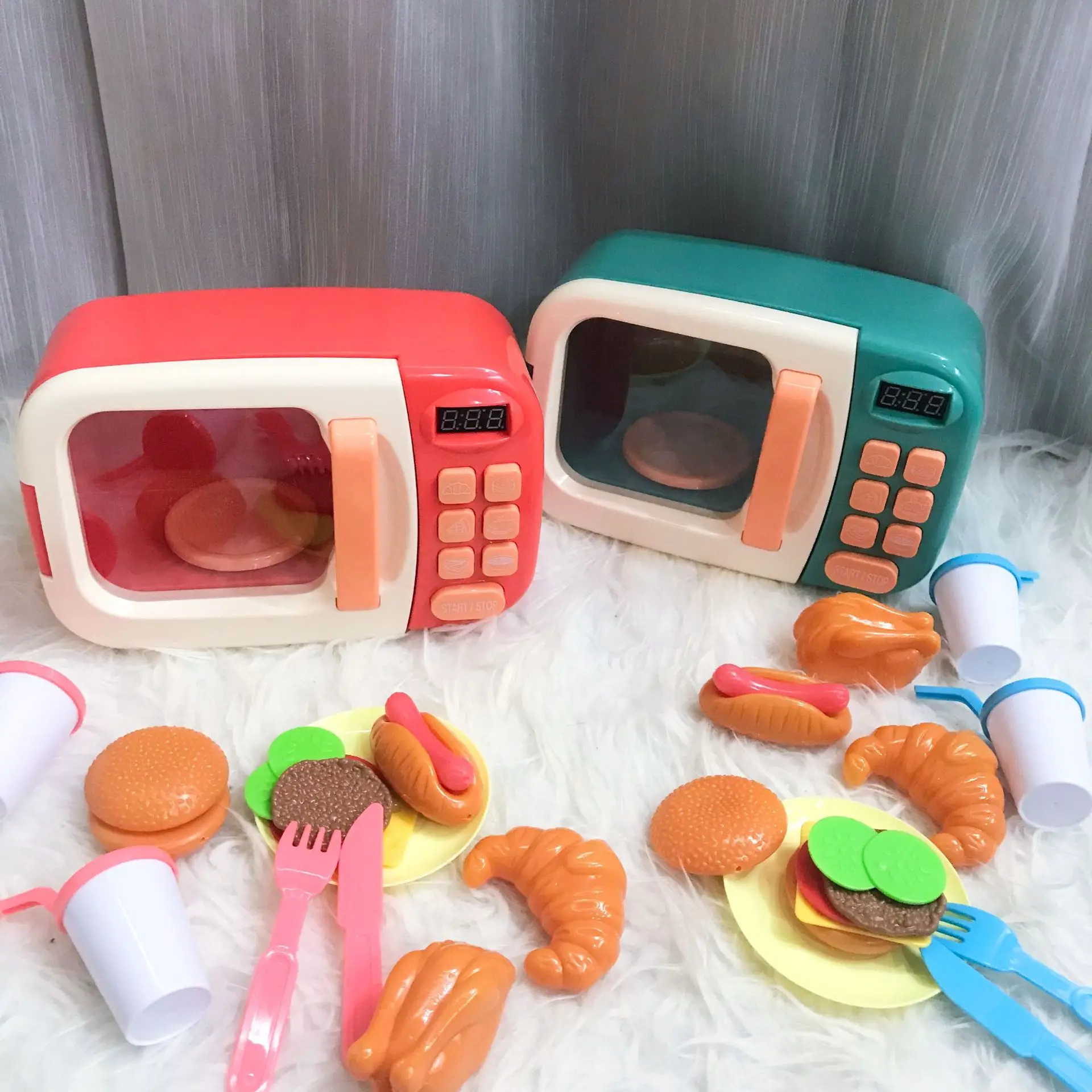 Детская умная микроволновая печь, игровой домик, развивающая игрушка, светильник, вращающаяся модель, кухонная игрушка