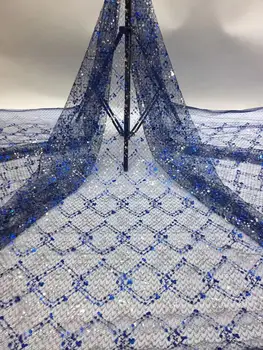

New design French Net Sequin Lace Fabric 2019 Latest african sequence lace fabric with embroidery tulle fabric