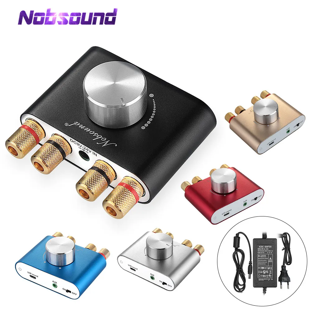 2021 Latest Nobsound Mini Bluetooth 5.0 TPA3116 Digital Power Amplifier HiFi Stereo Wireless Audio Receiver Car Amplifiers