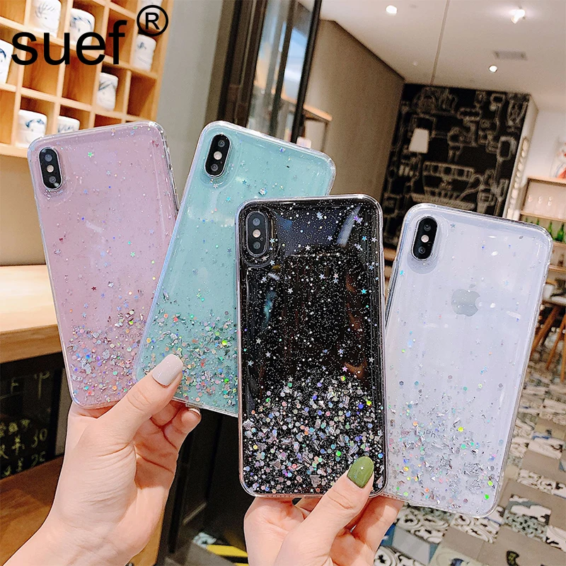 

Glitter Bling Sequins Case For iphone 6 6S Plus Shining Star Transparency Phone Case Soft TPU Cover Star Cover For iPhone 6 Case
