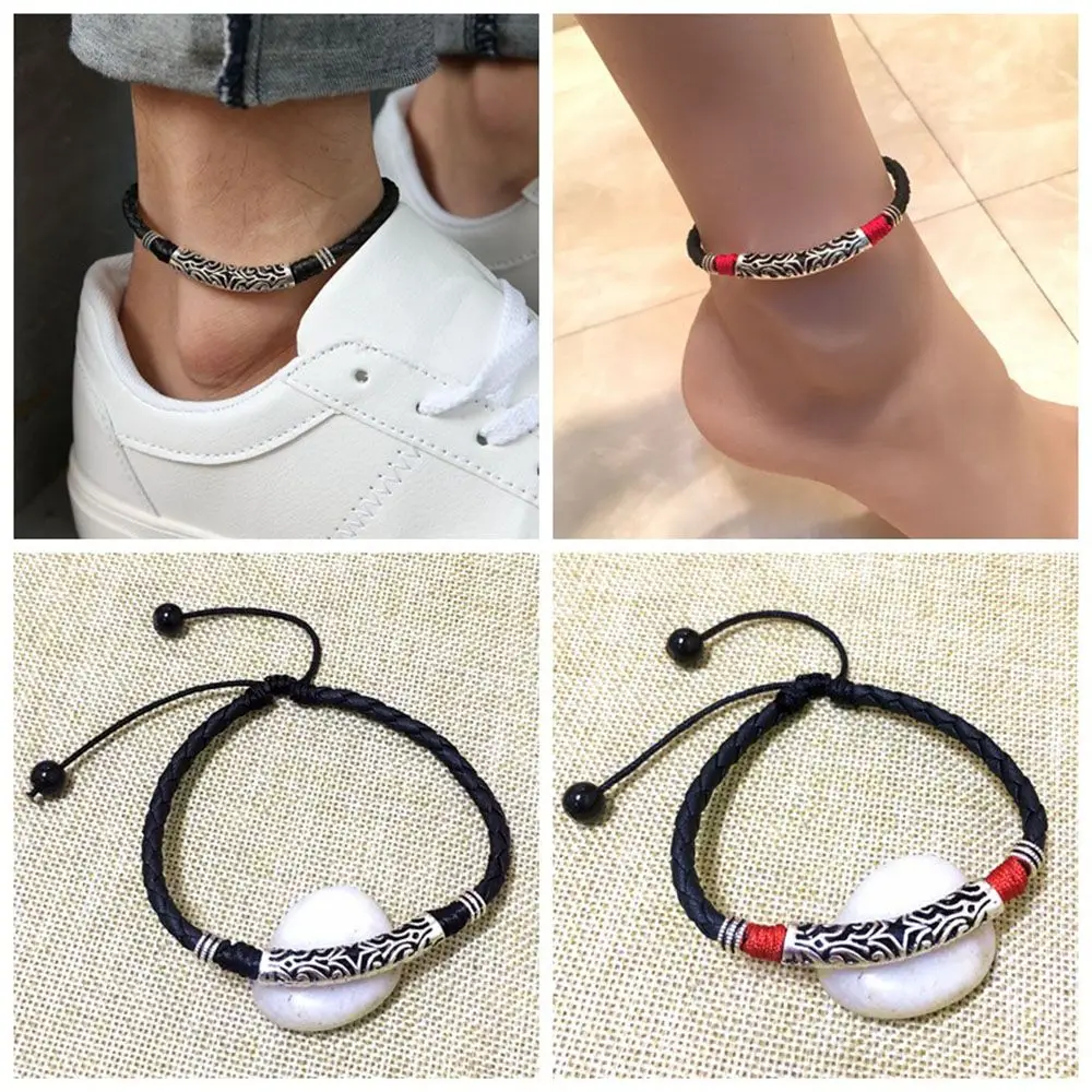 Chinese Style Red Ankle Bracelet On The Leg Men's 925 Sterling Silver –  Cinily