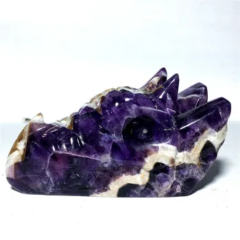 

NATURAL Dream amethyst quartz Crystal carves dragon skulls Reiki 601