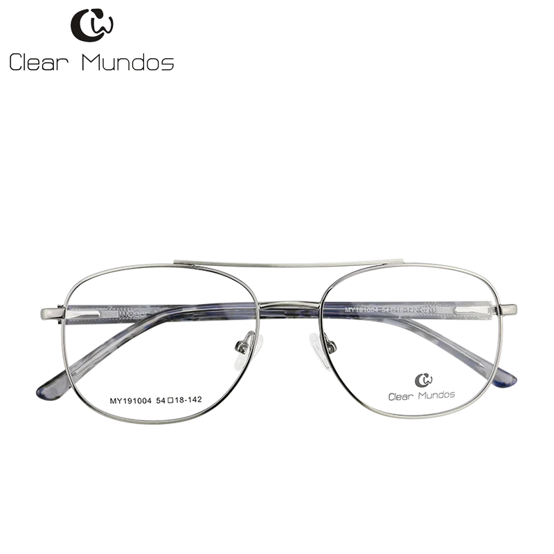 Прозрачные очки MUNDOS Модные металлические очки стильные мужские/женские оптические очки ацетатные наконечники очки smyopic очки для# MY191004 - Цвет оправы: C2 Brush L.Gun