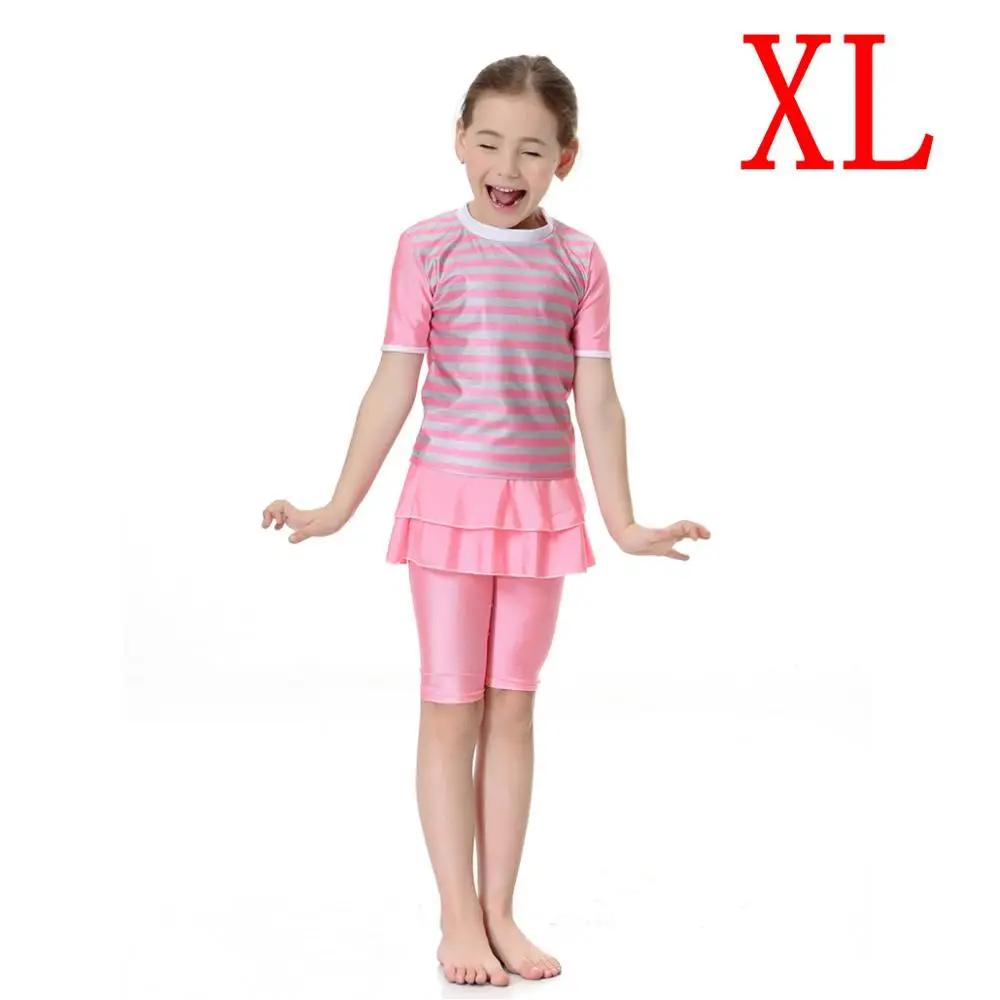 Pink XL Мусульманский купальник, детский скромный Арабский исламский купальный костюм для детей, закрытые купальники для девочек, Летний Пляжный купальный костюм для маленьких девочек - Цвет: Pink XL